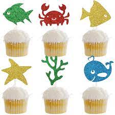 Buy 6 Pcs Ocean Sea Animals Cupcake Toppers For Under The Sea Theme Birthday Party Decorations Baby Shower Cupcake Decorations For Kids Glitter Online In Usa B08zd5s5jm