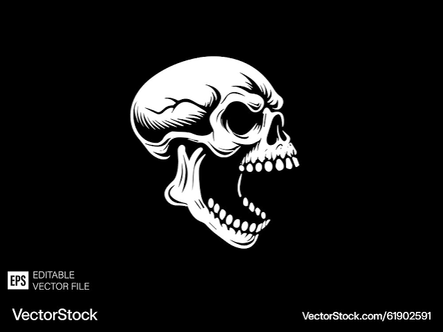Screaming Skull on Black – Royalty-Free Vector | VectorStock