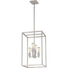 Quoizel New Harbor 4 Light Foyer Chandelier In Brushed Nickel