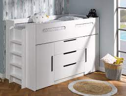 combine lit mi hauteur et meubles de rangement avec le lit enfant combi plume blanc 90x190 sur chambrekids com lit enfant lit enfant rangement lit mi hauteur