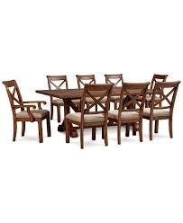 Mandara Rectangle Furniture 9 Pc Set Dining Trestle Table 6 X Back Side Chairs 2 X Back Arm Chairs Dining Closeout Furniture Pub Table Sets Furniture