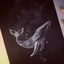 Inktober2018 Day 8 Star Anastasia Said That She Always Wanted To Try To Paint With White Ink O Black Paper Drawing Whale Illustration Art Whale Illustration