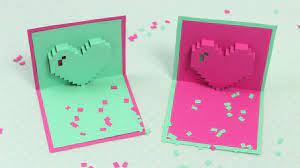 Pop up karte mit blume basteln mit papier. Pixel Herz Pop Up Karte Zum Muttertag Diy Muttertagskarte Youtube