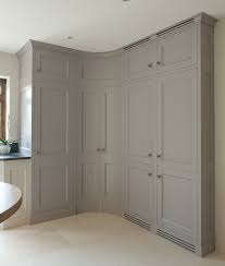 corner pantry, grey kitchen cabinets