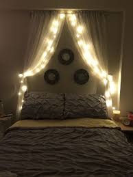 Diy Bed Dressing No Headboard No Problem Few 3m In 2020 Bedroom Wall Decor Above Bed Headboard With Lights Curtains Behind Bed