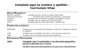 Modelo de curriculum vitae en blanco de paraguay : Ejemplos Curriculum