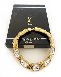 Yves Saint Laurent 1980s Gold Crystal Choker Necklace – FRUIT Vintage