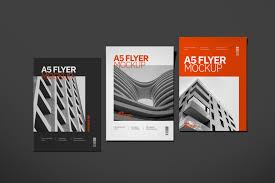 A5 Flyer Mockup Set In Stationery Mockups On Yellow Images Creative Store
