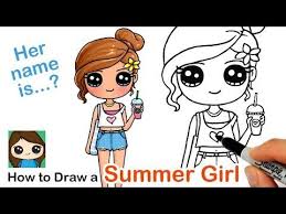How To Draw A Cute Girl Summer Art Series 7 Youtube Cute Kawaii Girl Cute Little Drawings Kawaii Girl Drawings