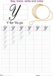 Download and print this cursive alphabet worksheet to help children learn and practice using cursive letters. Cursive Captial Letter Y Worksheet