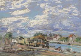 Alfred Sisley 1839 1899 Saint Mammes Construction De Bateaux 20th Century Drawings Watercolors Sisley Impressionist Landscape Dallas Museum Of Art