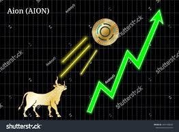 Gold Bull Throwing Aion Aion Cryptocurrency Stock Vector