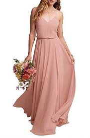 Everlove Women S Long Spaghetti Straps Prom Dress Chiffon Bridesmaid D Blush Bridesmaid Dresses Bridesmaid Dresses Online Straps Prom Dresses