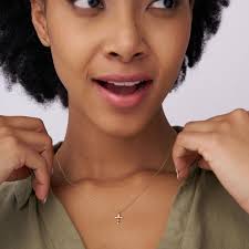 Gold Cross Necklace, 14k Gold Diamond Cross Necklace, Round Diamond Bezel  Set Pendant, Mini Cross Natural Diamond Necklace, Dainty Necklace