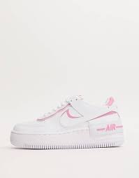 Nike, adidas, the north face, new balance, ellesse, vans, fila Nike Air Force 1 Shadow White And Pink Trainers Asos