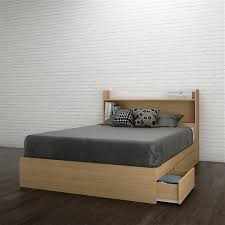 Twin xl mate's platform storage bed with 3 drawers. Nexera 40 In X 55 25 In Full Size White And Natural Maple Storage Headboard 346339 Rona