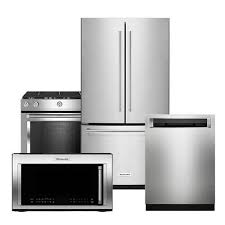 Kitchenaid Stainless Steel Suite Refrigerator Range Microwave Dishwasher Kitchen Kitchen Aid Kitchen Appliance Packages