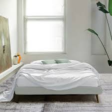 Allewie full bed frame with diamond button tufted headboard, upholstered platform bed with sturdy wood slat support, no box spring needed, easy assembly, light grey. Frame Minimal Bed Without Headboard White