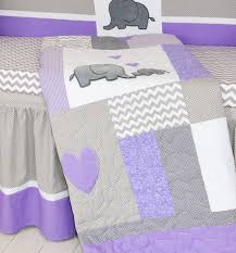 Crib Blanket Elephant Baby Boy Bedding Gray Purple Quilt Etsy