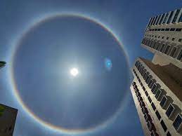 A halo is a ring or light that forms around the sun or moon as the sun or moon light refracts off ice the halo is usually seen as a bright, white ring although sometimes it can have color. Sun Halo Call It Magic Call It True Unique Sun Halo Witnessed By Bangaloreans Majestic Photos Go Viral Trending Viral News