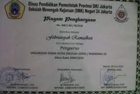 Ajun komisaris priyo santoso, anggota polda jawa timur, medali, piagam penghargaan kapolri. Contoh Piagam Penghargaan Pengurus Osis Info Pendidikan Terbaru