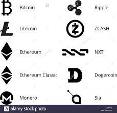 Hinter eine kryptowährung steckt in vielen. Kryptowahrung Logo Set Stock Vektorgrafik Alamy
