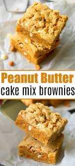 Cake Mix Peanut Butter Cookie Brownies Rich Peanut Butter Flavor With White Chocolate Chips That Are An O Cake Mix Desserts Cake Mix Recipes Easy Cake Recipes