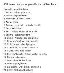 6 waktu pemberian nama bayi. 100 Nama Bayi Perempuan Catholic Community Sabah Facebook
