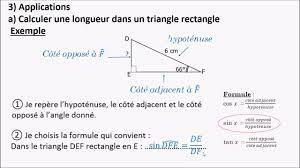 Niveau 3eme T4 Calcul D Une Longueur Avec Les Formules De Trigonometrie Youtube