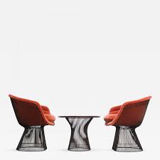 Steeped in the history of modernism, our vision is carried forward today by the most talented contemporary designers. Warren Platner Pair Of Warren Platner For Knoll Bronze And Mohair Lounge Chairs With Side Table