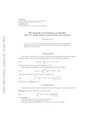 Integral 1 is done by squaring the integral, combining. Integral Table Trigonometric Functions