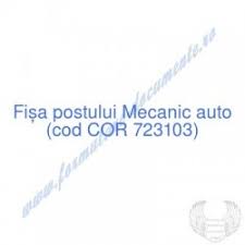 Maistrul mecanic auto își desfășoară activitatea în ateliere de reparații auto, parcuri auto, la firme producătoare sau importatoare de automobile sau în stații care efectuează inspecții tehnice periodice. FiÈa Postului Èi FiÈÄ De Evaluare A PerformanÈelor Individuale Pentru Mecanic Auto Cod Cor 723103