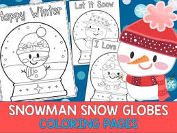 Vector outline snow globe or snowball with cute bull in black isolated on white background. Snow Globe Coloring Pages Worksheets Teaching Resources Tpt