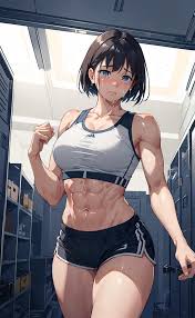 Rule 34 Dev - ai_generated big_breasts blue_eyes brown_hair crying  dark_hair muscular muscular_female sad short_shorts shorts sport_shorts  sports_bra sportswear tears thighs toned|8751871456