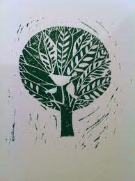 30 x 21 cm (a4) hochwertige. Baum Linolschnitt Linolschnitt Linoldruck Linol
