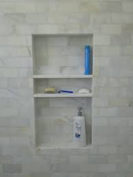 Shower Niche With Enough Height For Costco Sized Shampoo On Bottom Shelf Regular Sized Shampoo And Body Wash Shower Niche Bathroom Tile Designs Bathroom Niche