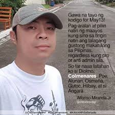 When you're a candidate with no funds for constant TV advertisements, you  are forever indebted to personalities and celebrities who include you in  their lists for Senator. Salamat kina Ebe Dancel at