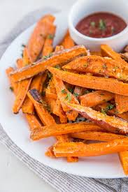 Baked sweet potato fries with sriracha dipping sauce Crispy Sweet Potato Fries With Air Fryer Option The Roasted Root