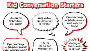 We have tons of conversation starters, questions and topics for all kinds of situations. Kid Conversation Starters All Pro Dad