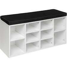 Meuble A Chaussures Banc 10 Paires Etageres Ajustables 103 5 Cm X 48 Cm X 30 Cm Blanc Noir 403174 En 2020 Meuble Chaussure Placard Chaussure Et Meuble Rangement
