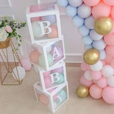 To print your finished canva design export it as a pdf. Amazon Com Baby Shower Boxes Party Decorations 4 Pcs Transparent Balloons Boxes Decor With Letters Individual Baby Blocks Design For Boys Girls Baby Shower Decorations Gender Reveal Bridal Showers Birthday Party Backdrop