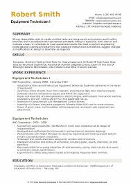 Equipment Technician Resume Samples Qwikresume