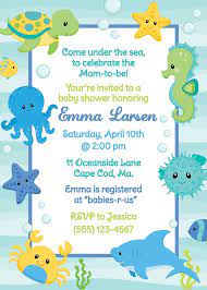 Under The Sea Shower Invitation Boy Etsy Ocean Baby Showers Baby Shower Invitations For Boys Sea Baby Shower