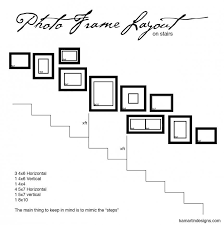 After suspending the picture on the hanger, remove the strip of tape, and use a level to check your 1.directly side by side 2.one up and the other slightly down 3.none of the above. How To Hang Pictures Above Stairs Hall And Stairway Trim Work Low Maintenance Shadow Boxes All Picture In Stairway Walls Staircase Wall Decor Frame Wall Layout
