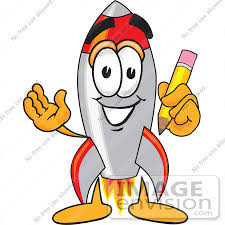 Cartoon rocket illustrations & vectors. Clip Art Graphic Of A Space Rocket Cartoon Character Holding A Pencil 25176 By Toons4biz Royalty Free Stock Cliparts