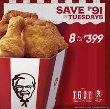 Save Php91 On 8 Piece Fried Chicken At Kfc Tgituesday Treat Until March 27 2018 Kentucky Fried Chicken Menu Kfc Chicken Chicken Menu