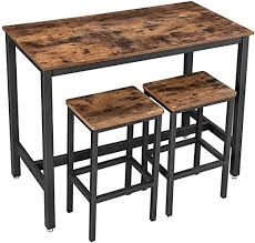 High to low nearest first. Amazon Com Vasagle Bar Table Set Bar Table With 2 Bar Stools Breakfast Bar Table And Stool Set Kitchen Counter With Bar Chairs Industrial For Kitchen Living Room Party Room Rustic Brown And