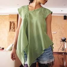 Lise Asymmetric Blouse Green S L By Cocoricooo On Etsy Asymmetrical Blouse Blouse Design Models Post Mastectomy Fashion