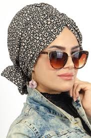 Aise Tesettur Siyah Desenli Hazir Turban African Fashion Fashion Headgear