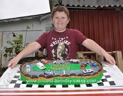 That is a huge job and i think one for the pro's but i'm sure if you contacted someone that does cakes they could tell you how to do it. Coolest Nascar Racetrack Cake Race Track Cake Disney Birthday Cakes Hot Wheels Birthday